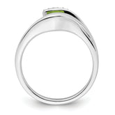 14k White Gold Trillion Peridot and Diamond Ring